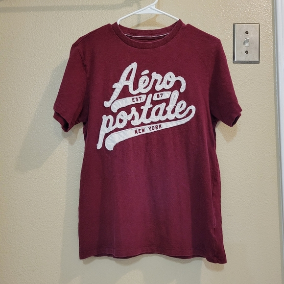 Aeropostale Men Burgundy short sleeve T Shirt Size Medium - Picture 1 of 6